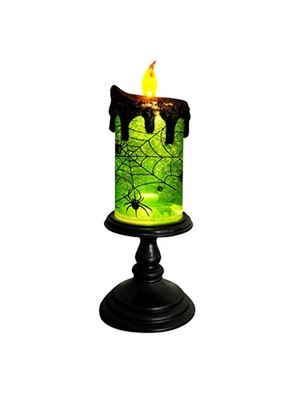 Spider Halloween Snow Globe Flameless Candle Battery Operated